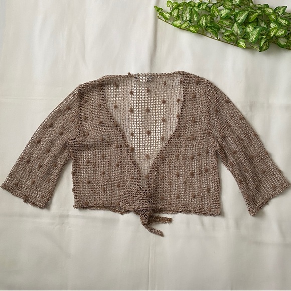 Vintage Crochet Cardigan Tie Front Top - Picture 5 of 5